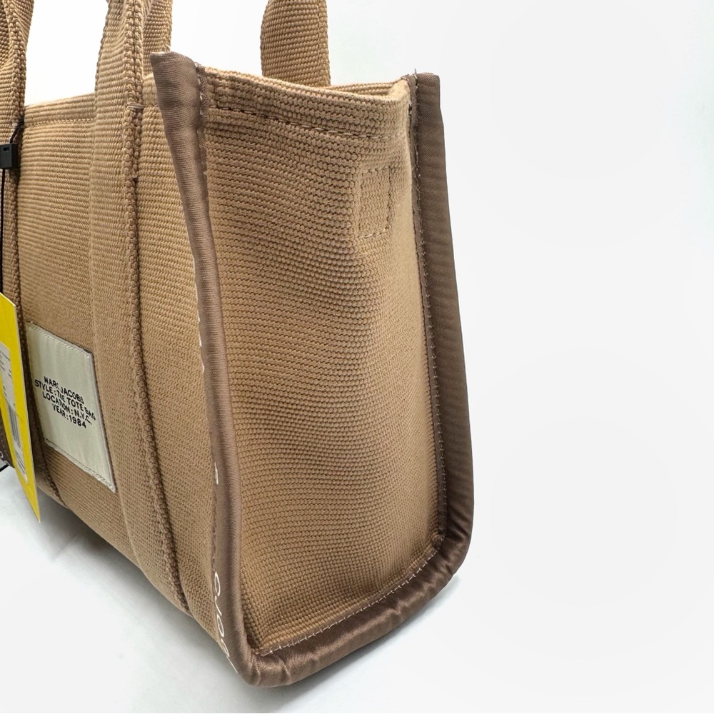 NEW Marc Jacobs Camel Beige Brown Neutral Tan Jacquard Small Top Handle Tote Bag - Picture 5 of 11
